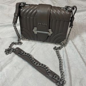 Prada Cahier Diagramme Bag Grey Soft Calf
